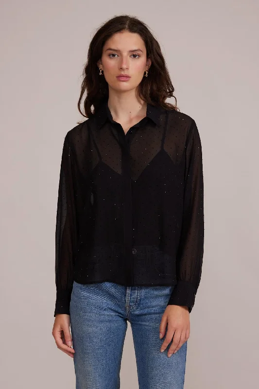 embellished chiffon + cami shirt-- Iron Safe Non-Iron Wrinkle Free