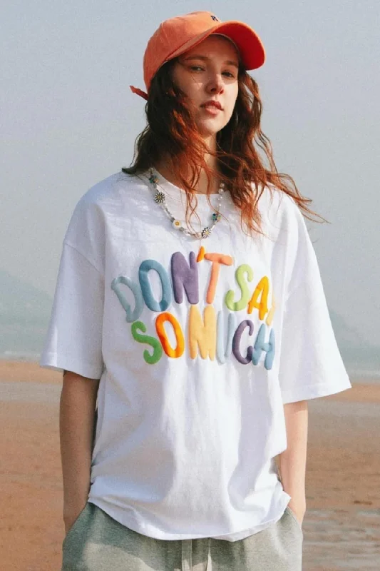 Dont Say White Oversize Salas Boyfriend Women's T-shirt-- Ribbed T-Shirt High Neck Heavyweight Dont Say White Oversize Salas Boyfriend Women's T-shirt-- Ribbed T-Shirt High Neck Heavyweight