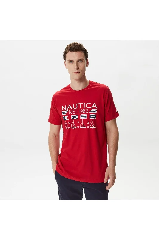 Men's Red Printed Standard Fit Short Sleeve T-shirt-- Collared T-Shirt Boat Neck A-Line Men's Red Printed Standard Fit Short Sleeve T-shirt-- Collared T-Shirt Boat Neck A-Line
