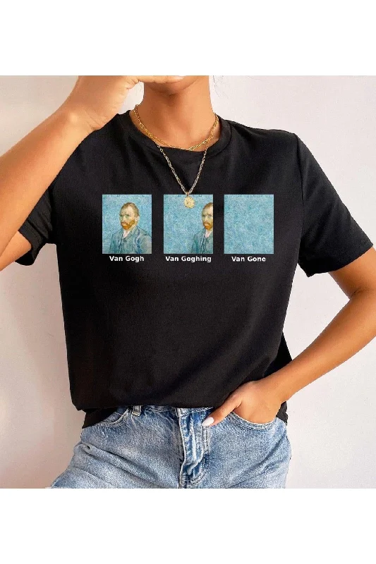 Cotton Combed Fabric Oversize Van Gogh Printed Black Tshirt-- Collared T-Shirt Boat Neck A-Line Cotton Combed Fabric Oversize Van Gogh Printed Black Tshirt-- Collared T-Shirt Boat Neck A-Line