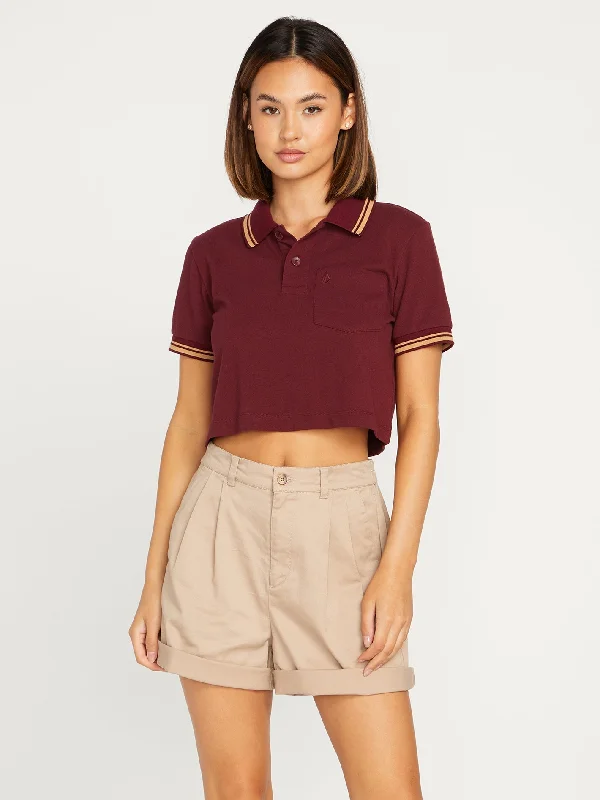 Poolup Polo Short Sleeve Shirt-- Beaded Sequined Faux Fur
