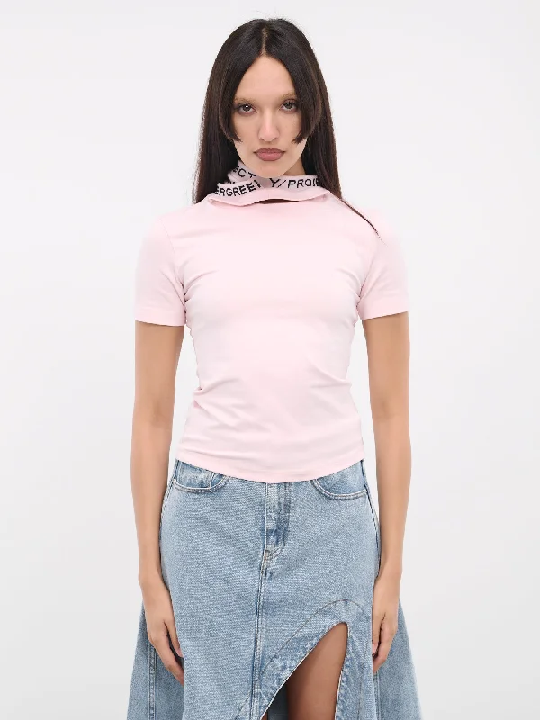 Triple Collar T-Shirt (WTS53-S25-J115-BABY-PINK)-- Seamless Knitted Crochet