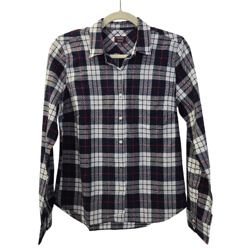 NWT UNTUCKit  Citra Plaid Long Sleeve Button Down Shirt Size 4-- Cotton Fabric Linen Fabric Terry Fabric