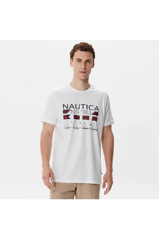 Men's White Printed Standard Fit Short Sleeve T-shirt-- Anti-Pilling Machine Wash Handmade Men's White Printed Standard Fit Short Sleeve T-shirt-- Anti-Pilling Machine Wash Handmade