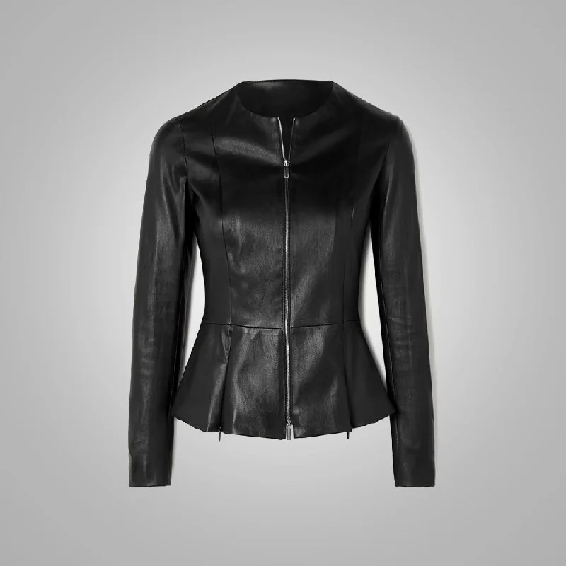 Women's Stretch Cotten Concealed Zip Black Leather Shirt-- Machine Wash Dry Clean Hand Wash Women's Stretch Cotten Concealed Zip Black Leather Shirt-- Machine Wash Dry Clean Hand Wash