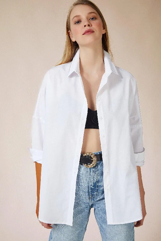 Women's White Oversize Long Basic Shirt DD00842-- Faux Fur Fabric Real Fur Fabric Shearling Fabric Women's White Oversize Long Basic Shirt DD00842-- Faux Fur Fabric Real Fur Fabric Shearling Fabric