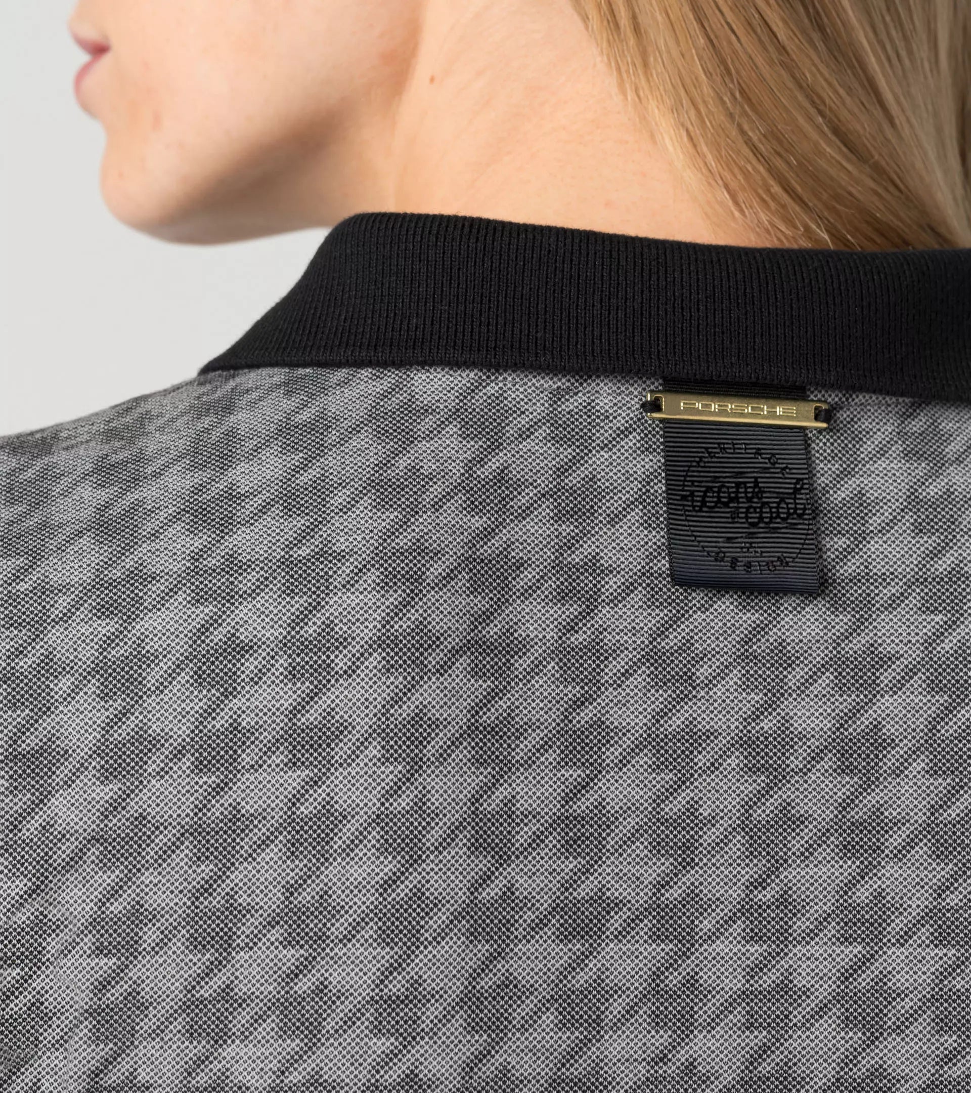 Porsche Women's Polo shirt, Houndstooth - Heritage-- Hooded Caped Shawl Collar