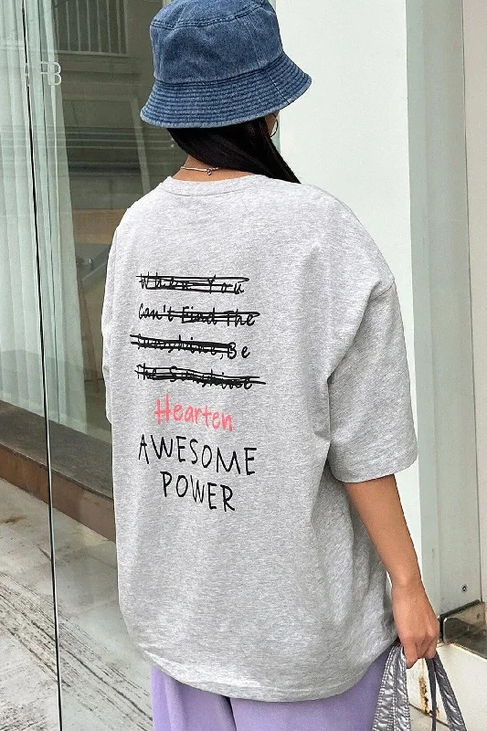 Unisex Aweasome Gray Oversize Back Printed T-shirt Tee-- Zippered Front Buttoned Front Snap Front Unisex Aweasome Gray Oversize Back Printed T-shirt Tee-- Zippered Front Buttoned Front Snap Front
