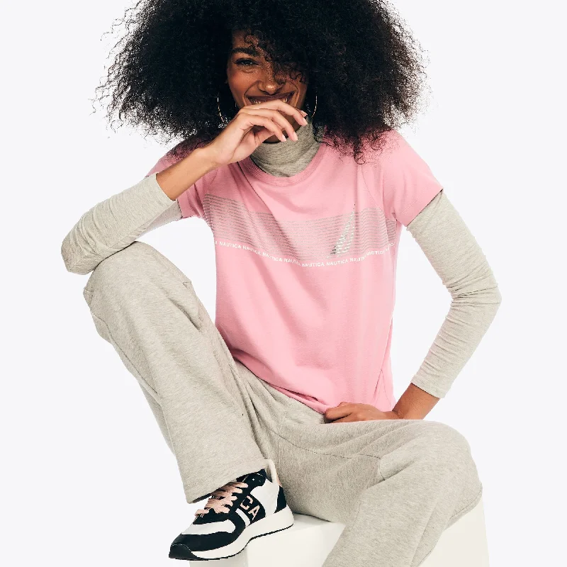 Nautica Womens Striped J-Class Foil Graphic T-Shirt-- Zippered Front Buttoned Front Snap Front Nautica Womens Striped J-Class Foil Graphic T-Shirt-- Zippered Front Buttoned Front Snap Front