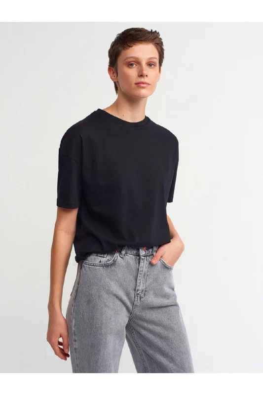 Women's Black T-Shirt3683-- Satin Blend Silk Blend Wool Blend