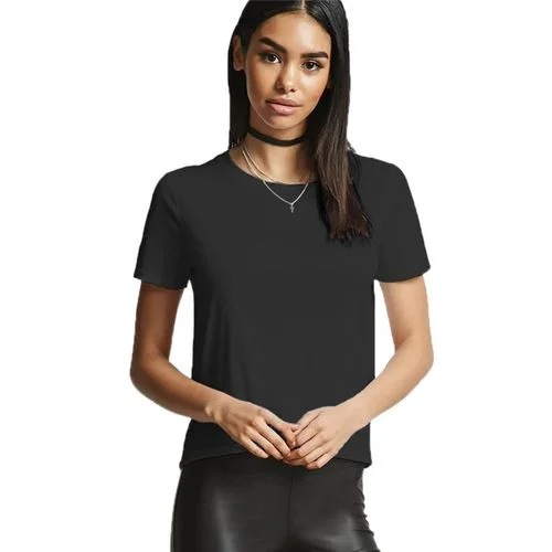 Solid Round Collar Top Back Open Fork Simple Short-sleeved Women T Shirts-- Graphic T-Shirt Round Neck Polyester Solid Round Collar Top Back Open Fork Simple Short-sleeved Women T Shirts-- Graphic T-Shirt Round Neck Polyester
