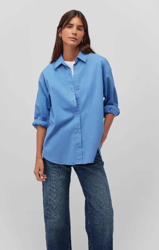 LONG SLEEVE BUTTON-UP SHIRT IN EBB AND FLOW-- Mesh Blend Leather Blend Suede Blend