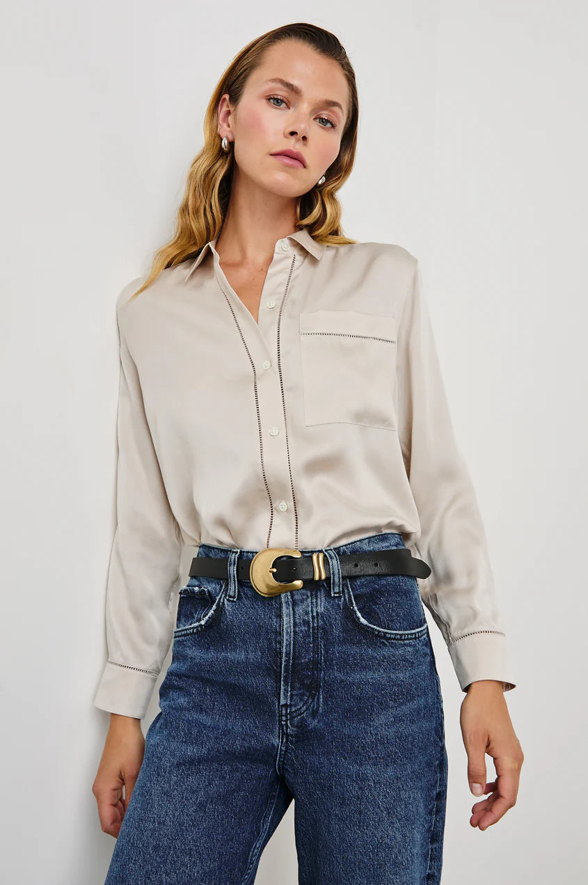 Moonbeam Oak Shirt-- Beaded Sequined Faux Fur