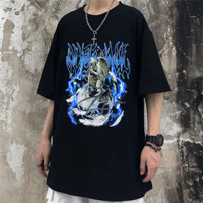 Oversized Women T Shirt-- Solid Color Striped Floral
