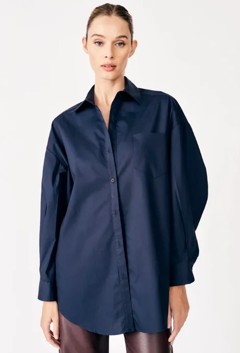 Navy Eloy Shirt-- Chenille Brocade Lace