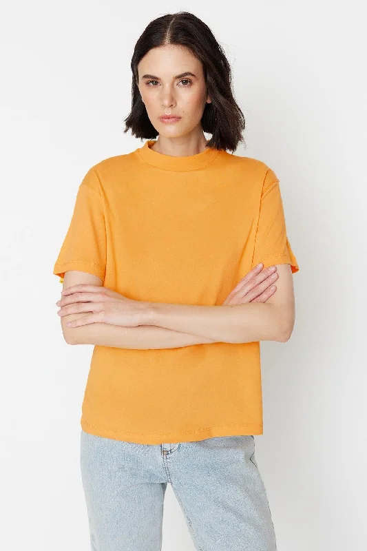 Mango 100% Cotton Basic Stand Up Collar Knitted T-Shirt TWOAW20TS0096-- Terry Blend Velvet Blend Canvas Blend Mango 100% Cotton Basic Stand Up Collar Knitted T-Shirt TWOAW20TS0096-- Terry Blend Velvet Blend Canvas Blend