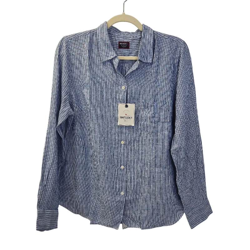 NWT UNTUCKit 100% Linen Villa Fiore Striped Long Sleeve Button Down Shirt Size 10-- Lace Blend Ribbed Blend Corduroy Blend NWT UNTUCKit 100% Linen Villa Fiore Striped Long Sleeve Button Down Shirt Size 10-- Lace Blend Ribbed Blend Corduroy Blend