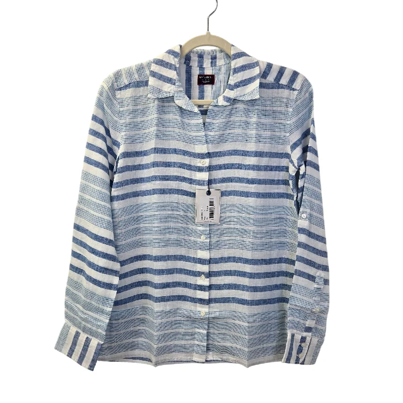NWT UNTUCKit 100% Linen Vietti Striped Long Sleeve Button Down Shirt Size 4-- V-Neck T-Shirt Long Sleeve Cotton NWT UNTUCKit 100% Linen Vietti Striped Long Sleeve Button Down Shirt Size 4-- V-Neck T-Shirt Long Sleeve Cotton