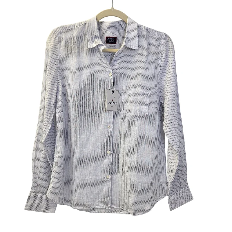 NWT  UNTUCKit Linen Blend Angelen Striped Long Sleeve Button Down Shirt Size 0-- Cashmere Blend Cotton Blend Poly Blend