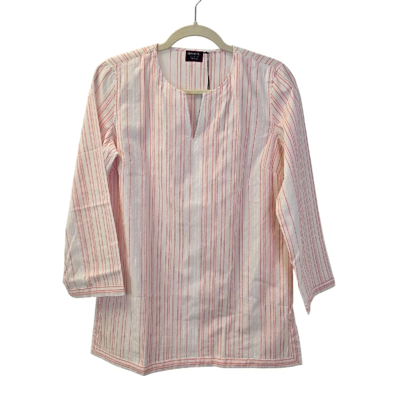 NWT UNTUCKit  Dufort Striped Long Sleeve Split Neck Shirt Size 4-- Front Pockets Side Pockets Patch Pockets