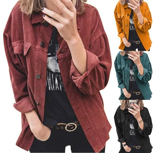 Womens Button Long Sleeved Blouse Shirt-- Fashionable Trendy Casual
