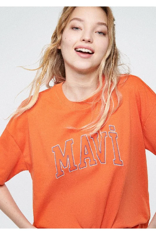 Logo Printed Orange T-Shirt Regular Fit / Normal Cut 1611193-70485-- Spandex Blend Rayon Blend Denim Blend Logo Printed Orange T-Shirt Regular Fit / Normal Cut 1611193-70485-- Spandex Blend Rayon Blend Denim Blend
