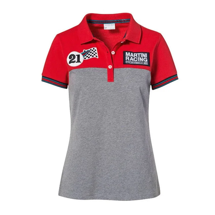 Porsche Women's Polo Shirt #21- Martini Racing-- Chenille Brocade Lace