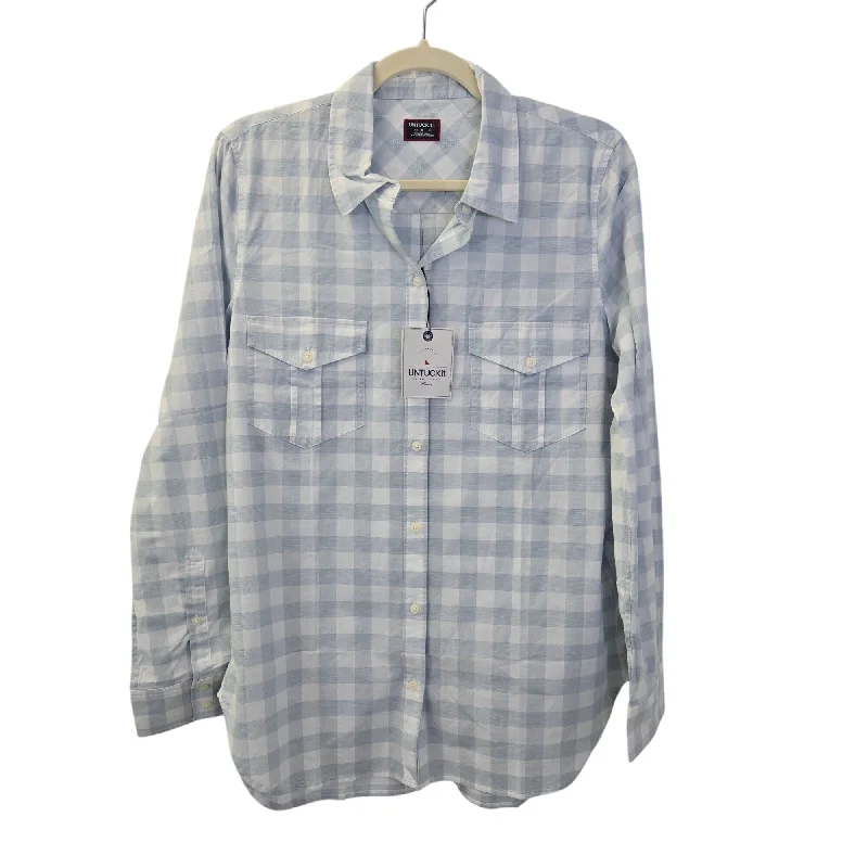 NWT UNTUCKit  Santa Marzi Plaid Long Sleeve Button Down Shirt Size 4-- Mesh Fabric Canvas Fabric Denim Fabric