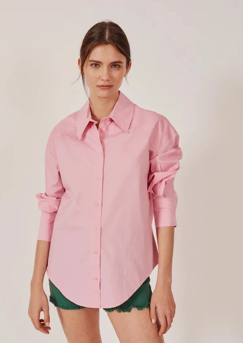 oversized poplin shirt-- Polka Dot Checkered Tartan