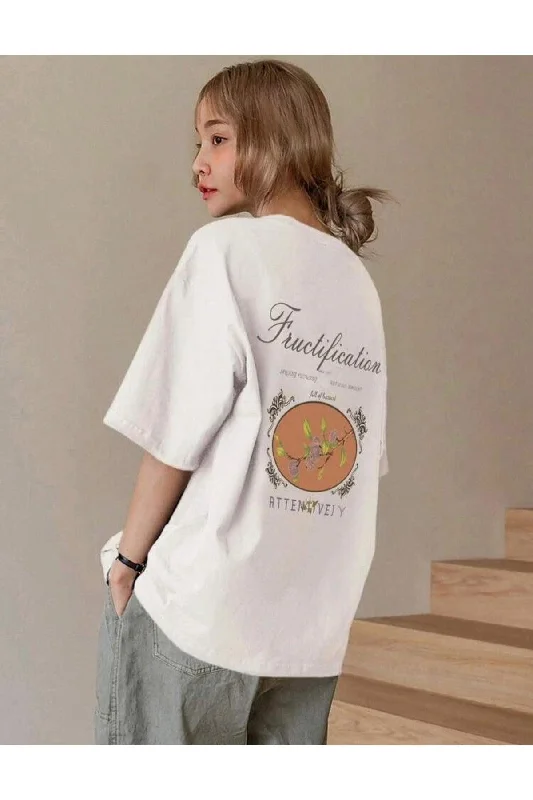 Women's Fructification Printed Oversize T-shirt-- Seamless Knitted Crochet
