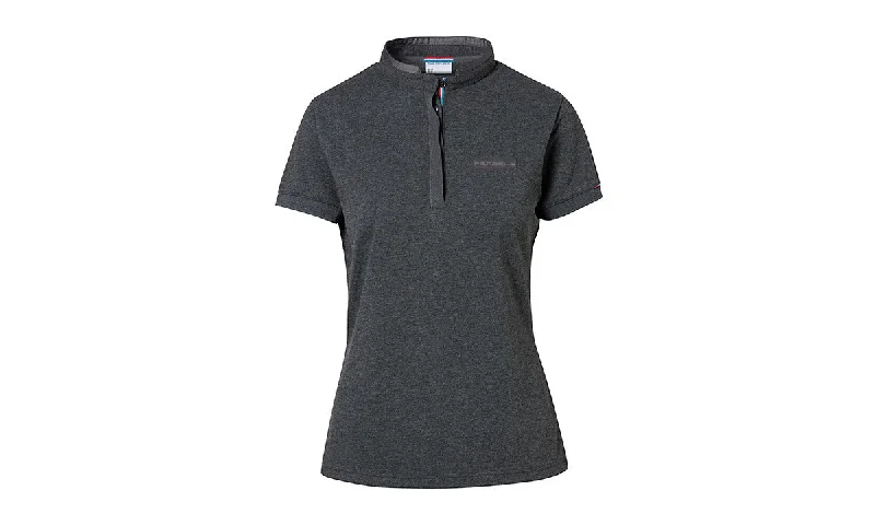 Porsche Women's Polo Shirt, Grey - Classic-- Silk Blend Satin Velvet