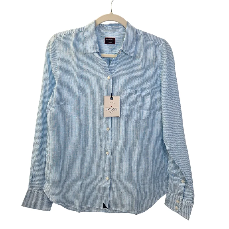 NWT UNTUCKit 100% Linen Sherry Striped Long Sleeve Button Down Shirt Size 4-- Chenille Blend Fleece Blend Nylon Blend NWT UNTUCKit 100% Linen Sherry Striped Long Sleeve Button Down Shirt Size 4-- Chenille Blend Fleece Blend Nylon Blend
