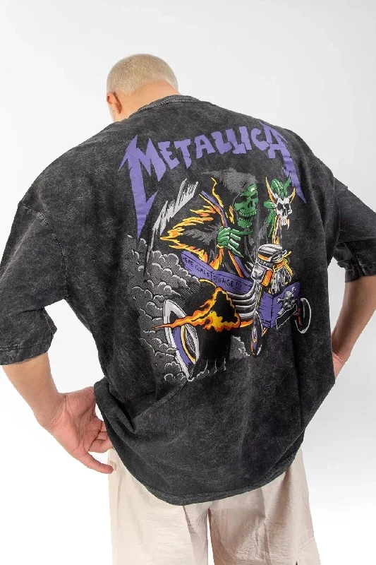 Washed Metallica Purple Back Printed Unisex Oversize Tshirt-- Cashmere Blend Cotton Blend Poly Blend Washed Metallica Purple Back Printed Unisex Oversize Tshirt-- Cashmere Blend Cotton Blend Poly Blend