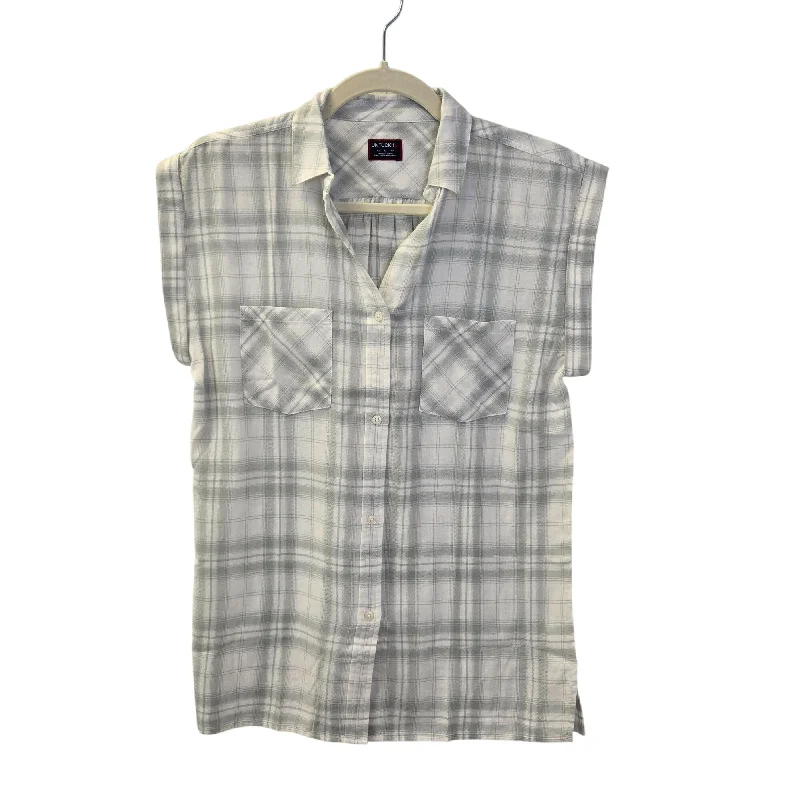NWT UNTUCKit  Villefranche Plaid Cap Sleeve Button Down Shirt Size 8-- Nylon Fabric Polyester Fabric Spandex Fabric