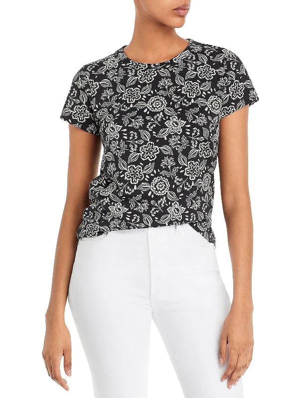 Womens Crewneck Graphic T-Shirt-- Zippered Buttoned Snapped