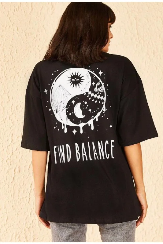 Find Balance Printed Oversize Tshirttt-- Satin Fabric Silk Fabric Chiffon Fabric