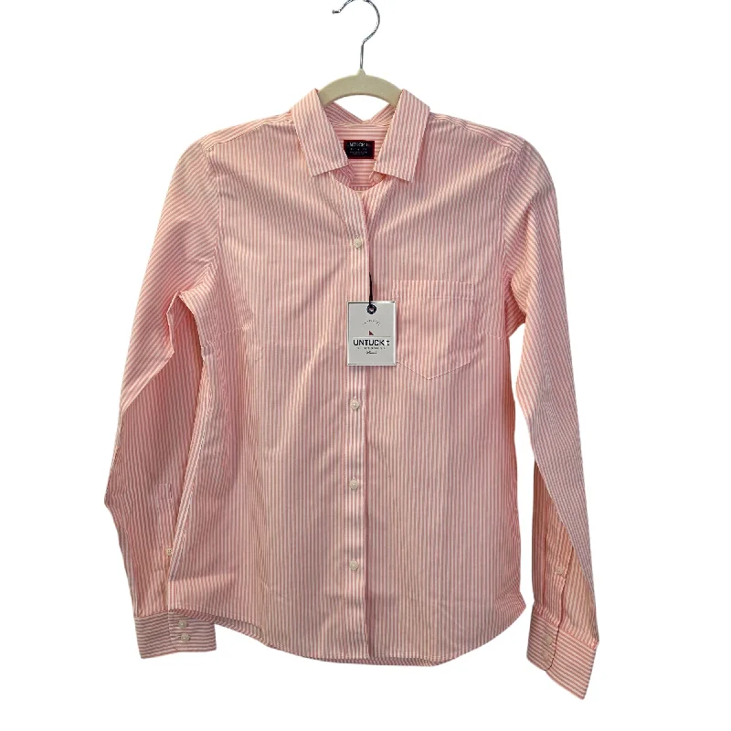 NWT UNTUCKit Marsanne-Peach Gingham Print Long Sleeve Button Down Shirt Size 0-- Houndstooth Herringbone Solid