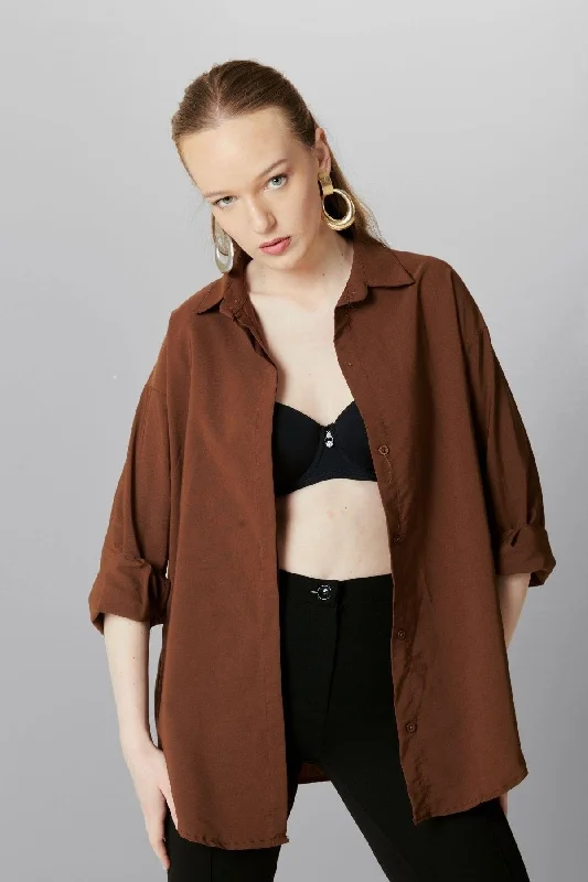Oversize Long Basic Shirt-- Notch Collar Peter Pan Collar Cowl Neck