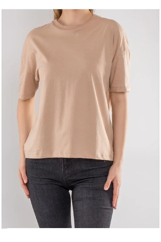 3683 Basic T-shirt-beige2-- Satin Fabric Silk Fabric Chiffon Fabric