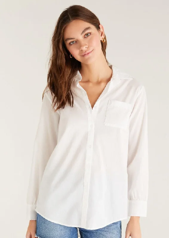 poolside white cotton shirt-- Front Pockets Side Pockets Patch Pockets