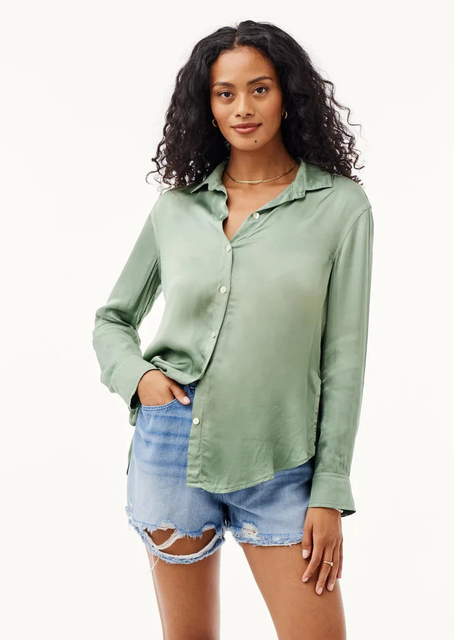 silky slit shirt-- Print Jacquard Patchwork