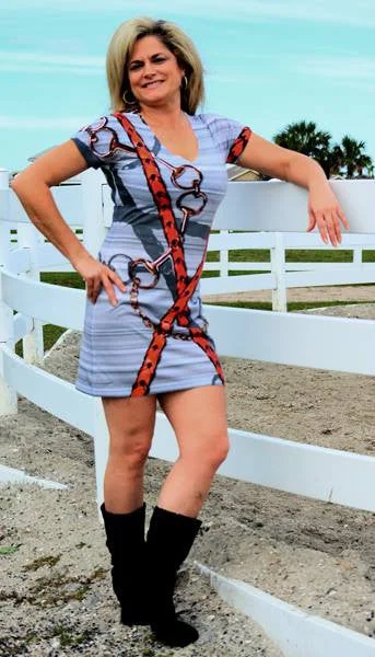 REINS AND SNAFFLES TSHIRT DRESS-- Mesh Blend Leather Blend Suede Blend