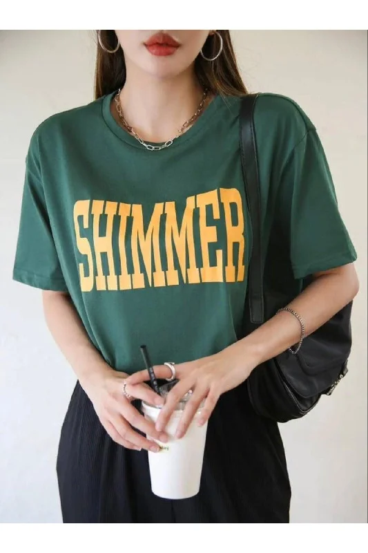 Women's Shimmer Printed Oversize T-shirt-- Chenille Brocade Lace
