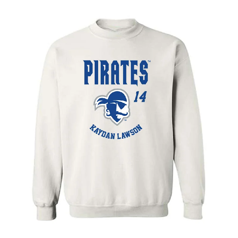 Seton Hall - NCAA Women's Basketball : Kaydan Lawson - Fashion Shersey Crewneck Sweatshirt Hoodie with Stripes Bold Sporty Seton Hall - NCAA Women's Basketball : Kaydan Lawson - Fashion Shersey Crewneck Sweatshirt Hoodie with Stripes Bold Sporty