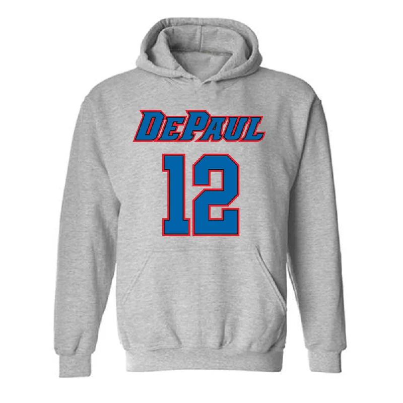 DePaul - NCAA Women's Basketball : Ellery Minch - Classic Shersey Hooded Sweatshirt Hoodie with Hem Detail Decorative Unique DePaul - NCAA Women's Basketball : Ellery Minch - Classic Shersey Hooded Sweatshirt Hoodie with Hem Detail Decorative Unique