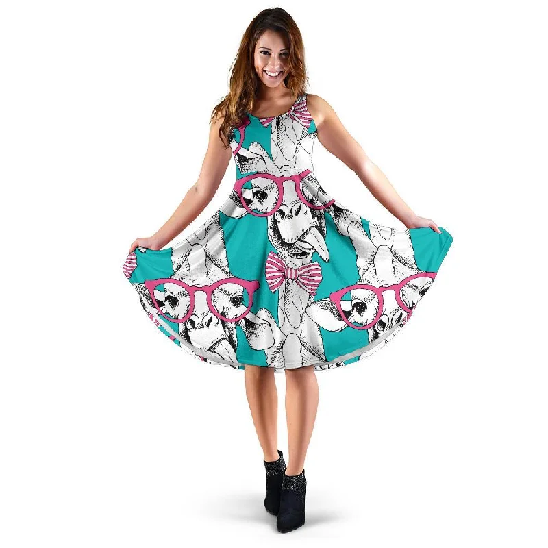 Giraffe Cartoon Pattern Print Dress Tunics Running lightweight