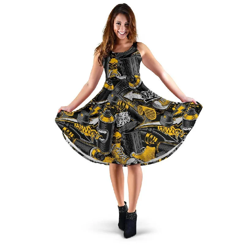 Graffiti Spray Pattern Print Dress Tunics Print Colorful