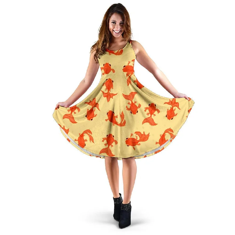 Goldfish Pattern Print Dress Tunics Plaid country