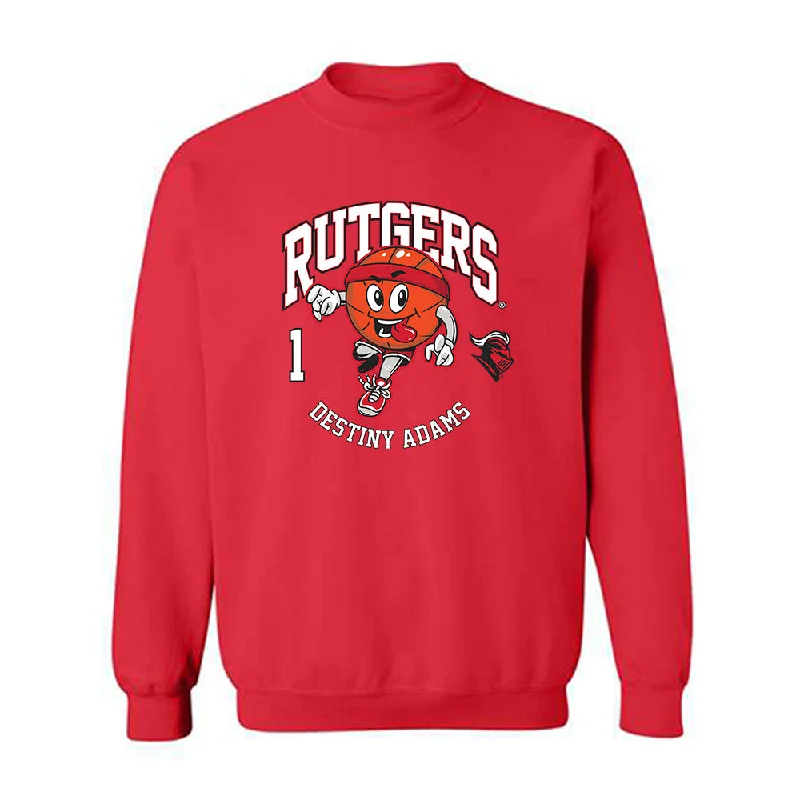 Rutgers - NCAA Women's Basketball : Destiny Adams - Fashion Shersey Crewneck Sweatshirt Hoodie with Emblem Brand Identity Rutgers - NCAA Women's Basketball : Destiny Adams - Fashion Shersey Crewneck Sweatshirt Hoodie with Emblem Brand Identity