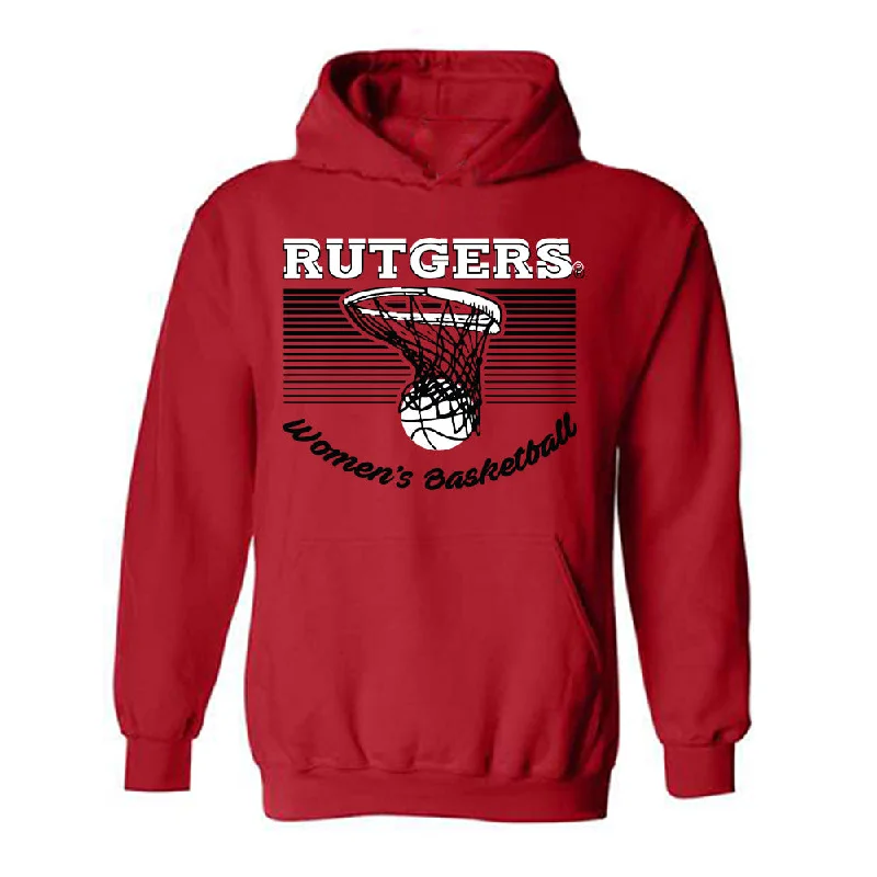 Rutgers - NCAA Women's Basketball : Destiny Adams - Hooded Sweatshirt Hoodie with Hem Lace Feminine Delicate Rutgers - NCAA Women's Basketball : Destiny Adams - Hooded Sweatshirt Hoodie with Hem Lace Feminine Delicate